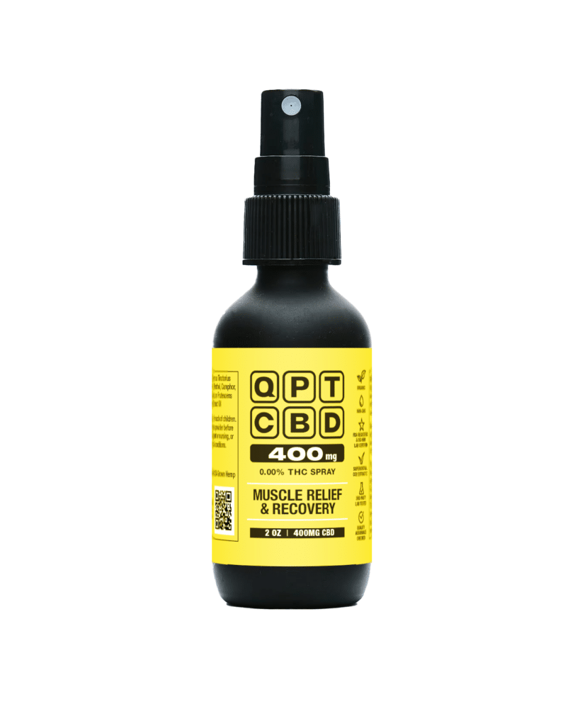QPT CBD 400mg extra strength THC-free topical spray bottle